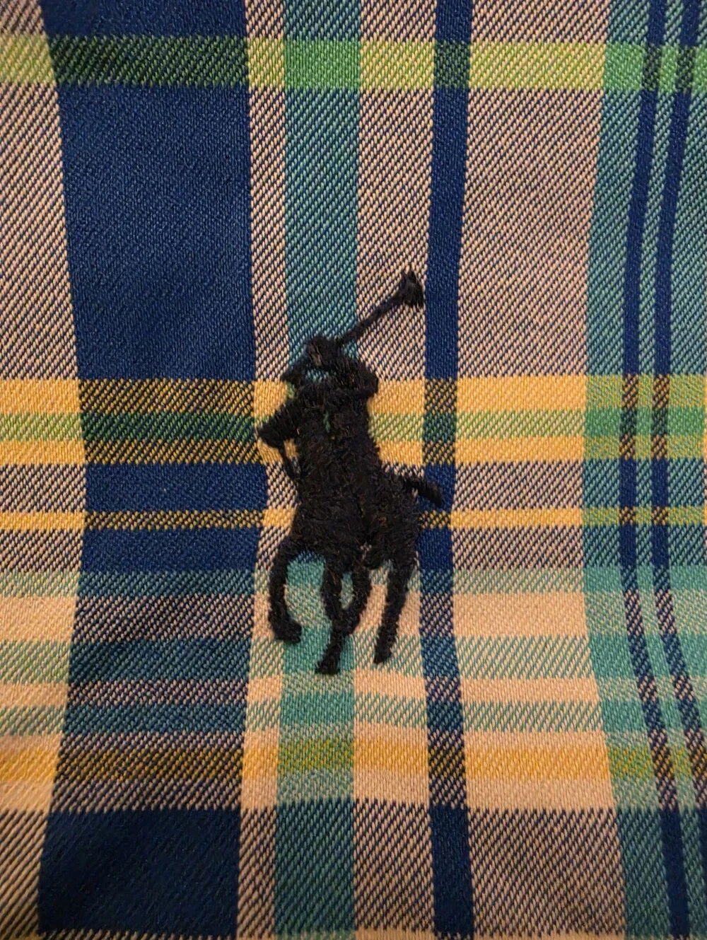 Ralph Lauren Blue, Green & White Plaid Short-Sleeve Button-Down Shirt